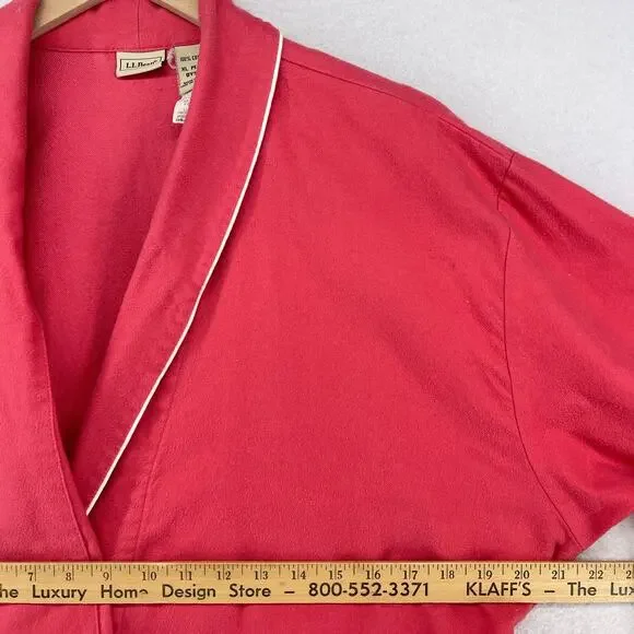 LL Bean Robe Women XLP Petite Belt Lounge Sleepwear Bathrobe Brushed Cotton Red - Picture 12 of 14